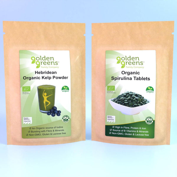 Organic Kelp Powder & Spirulina tablets Golden Greens Organic Ltd