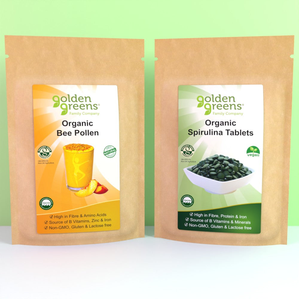 Organic Bee Pollen and Spirulina tablets